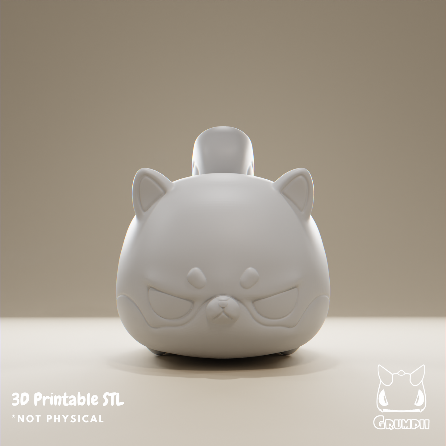 Grumpii 3D Printable Art Toy File - Grumpii Shiba