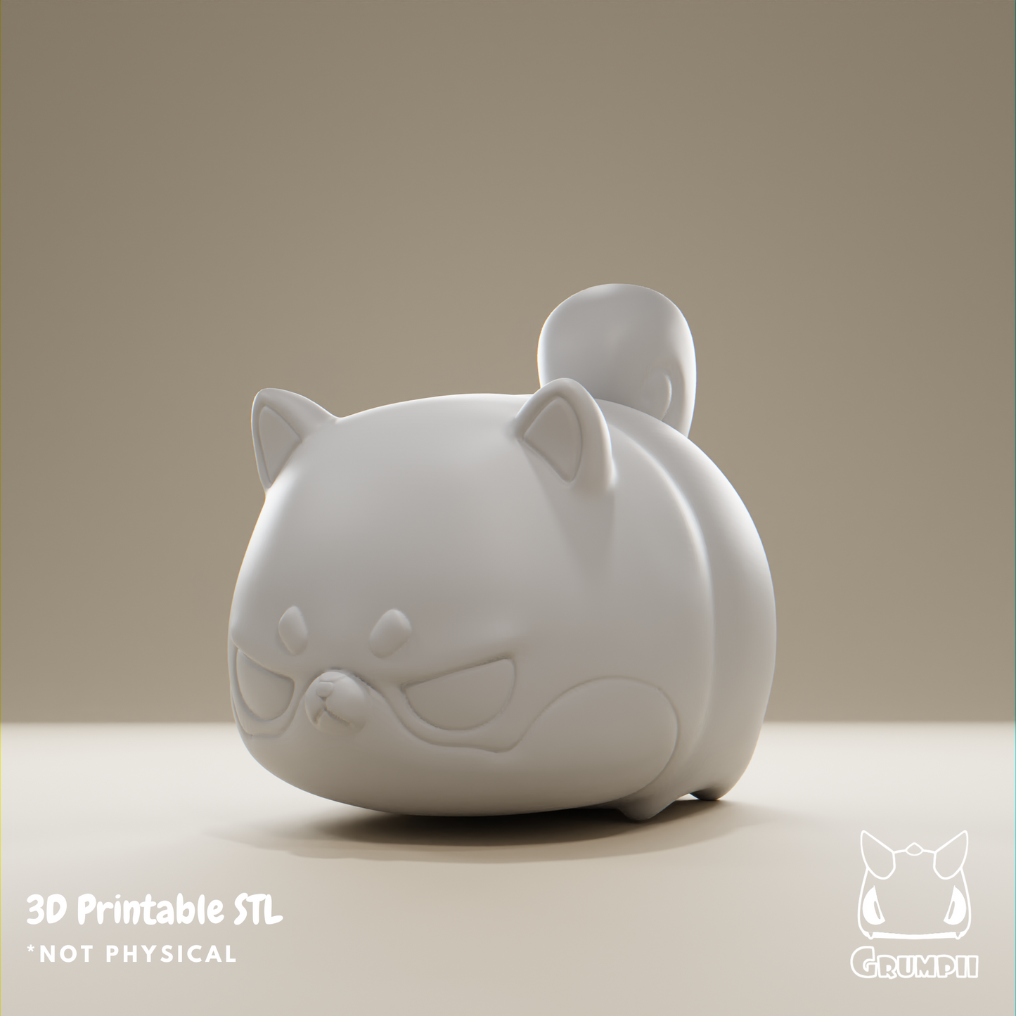 Grumpii 3D Printable Art Toy File - Grumpii Shiba