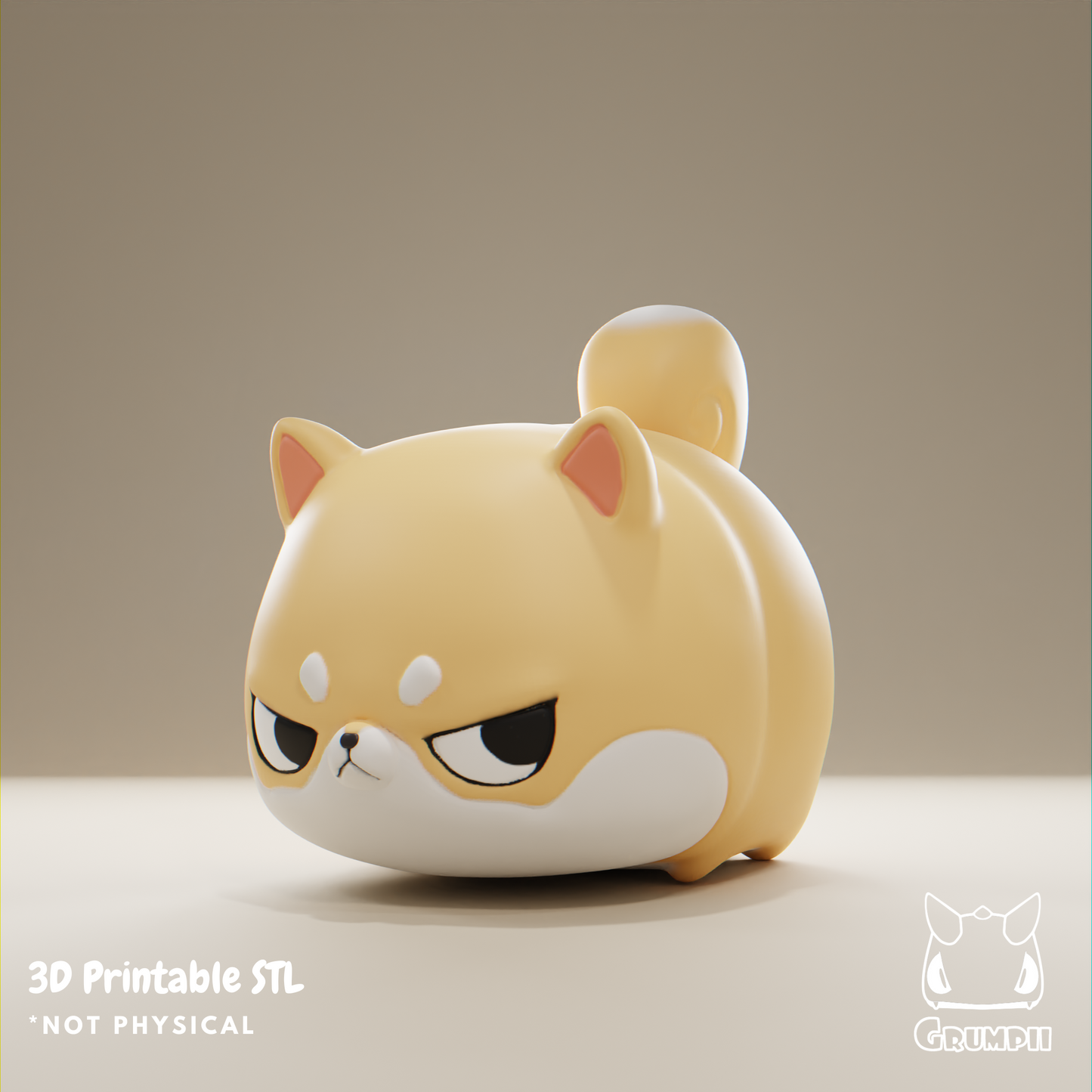 Grumpii 3D Printable Art Toy File - Grumpii Shiba
