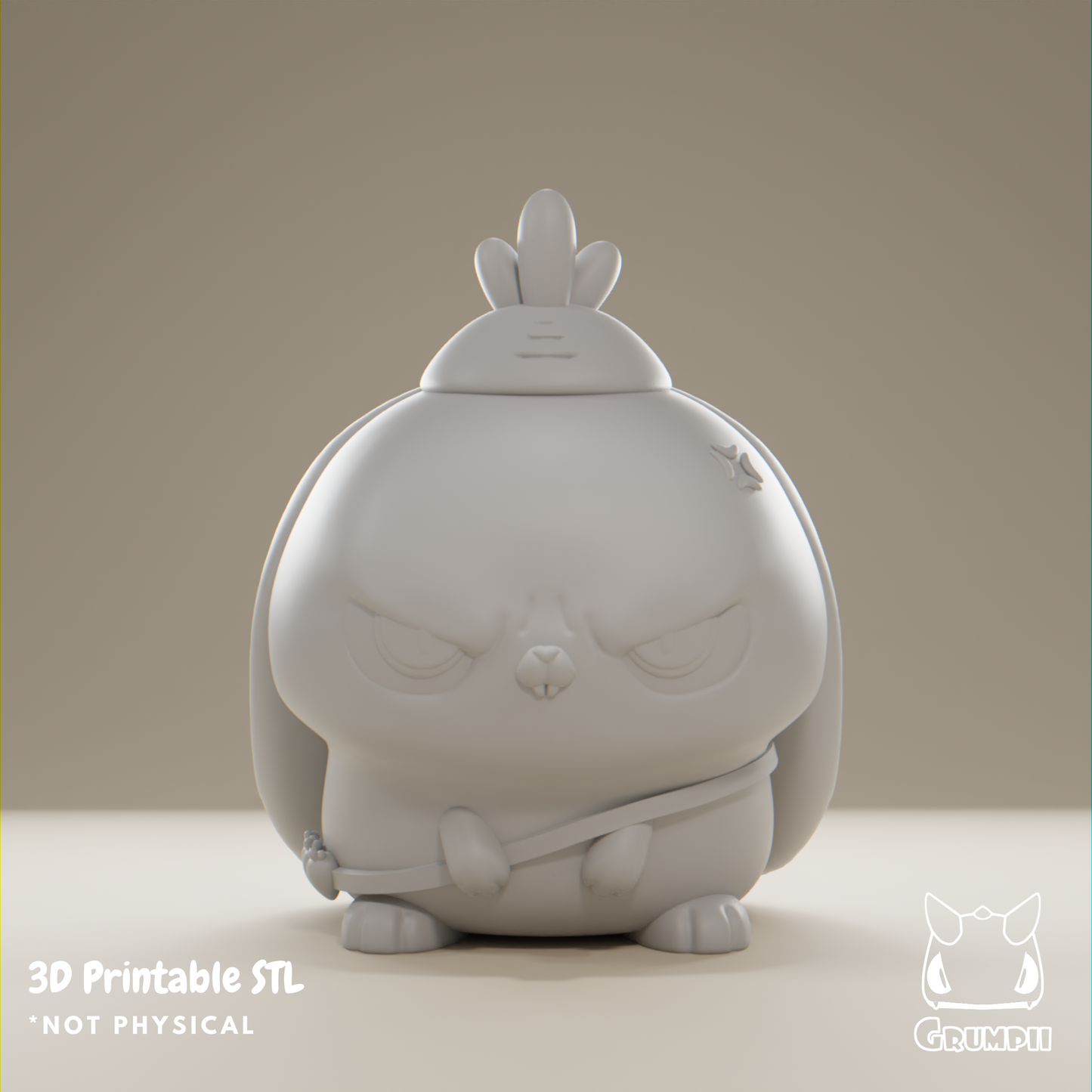 Grumpii 3D Printable Art Toy File - Grumpii Bunny