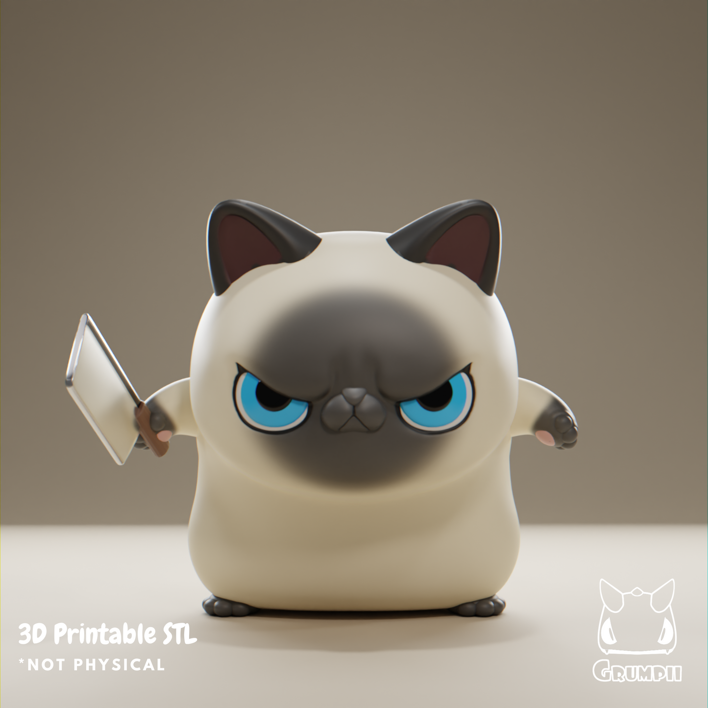 Grumpii 3D Printable Art Toy File - Grumpii Cat