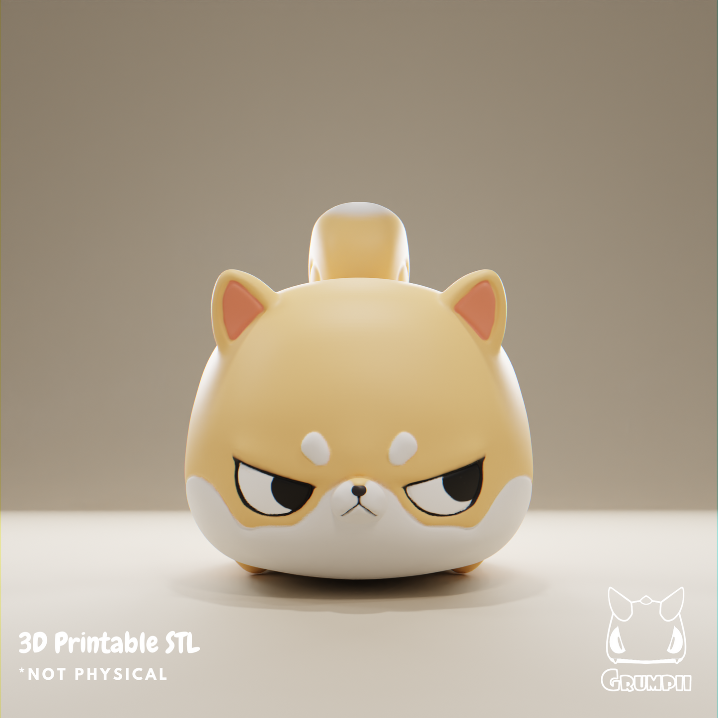 Grumpii 3D Printable Art Toy File - Grumpii Shiba